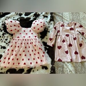 Adorable Heart Print Toddler Girls Dress Set 3T